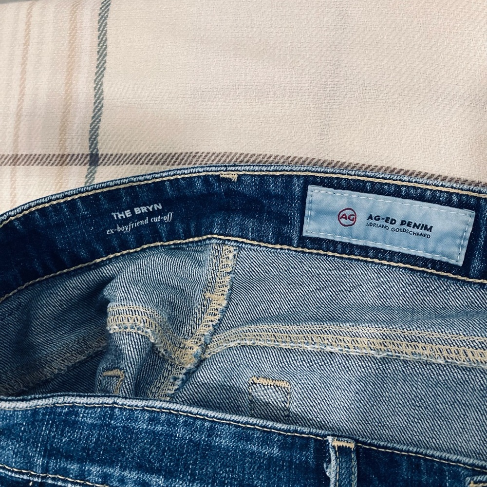 Ag Adriano Goldschmied Distressed Dark Blue Denim Shorts - Picture 4 of 5